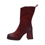 Cuir Bottines rouge foncé