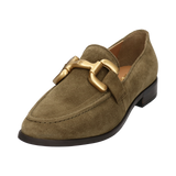 Cuir Loafers vert foncé