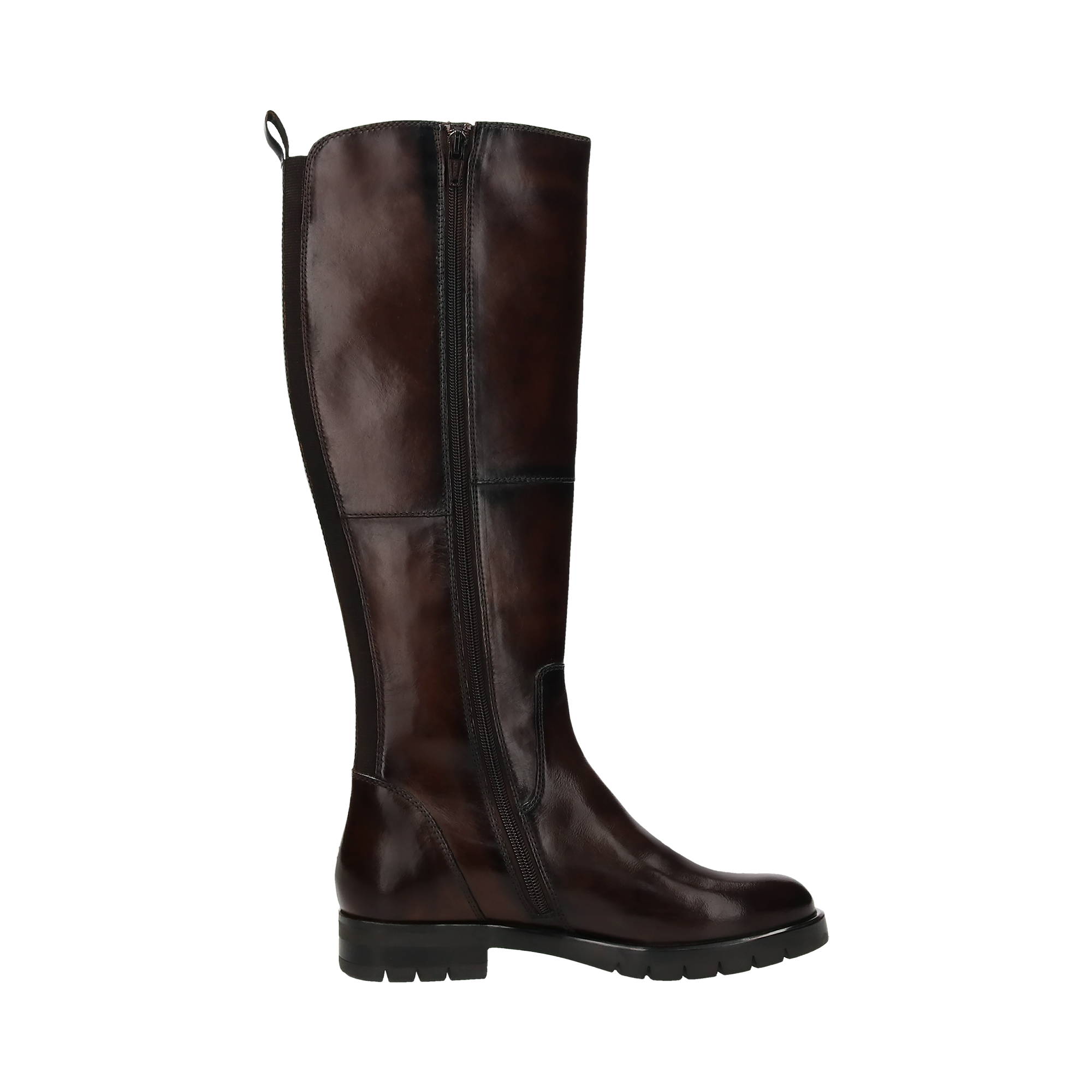 Cuir Bottes hautes marron foncé