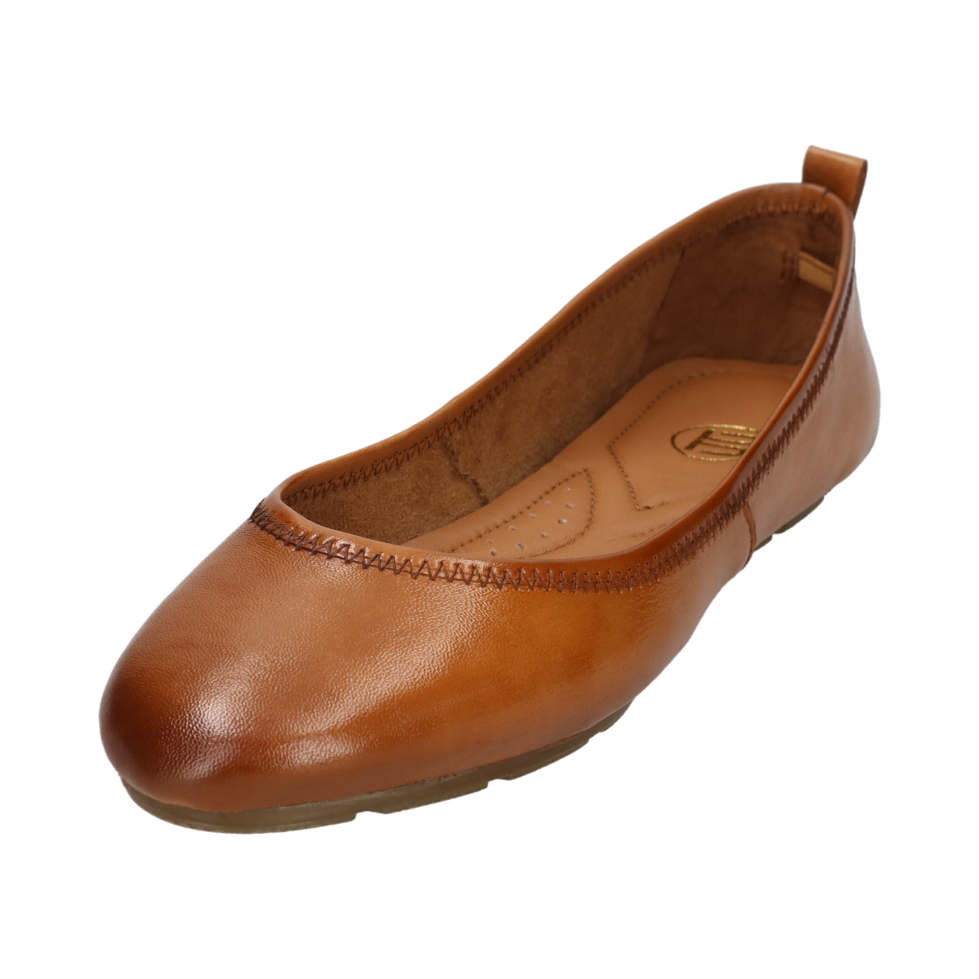 Cuir Ballerines cognac